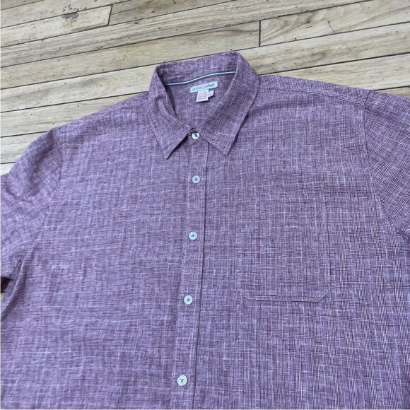 Carbon 2 Cobalt Linen Shirt Men L Light Red Pocket Button Up Casual Summer Large - Picture 12 of 16